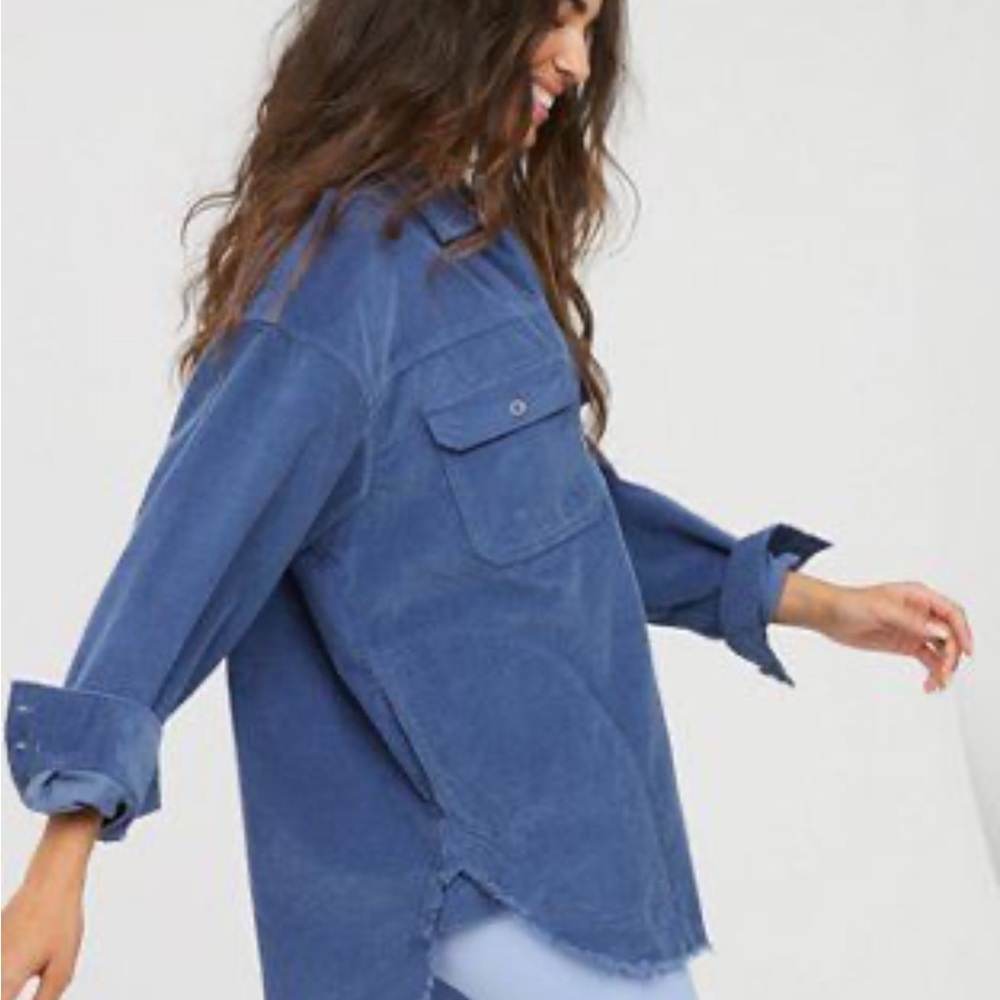 aerie Blue Oversized Button-Up Shirt